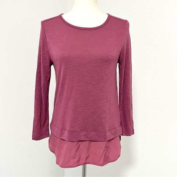 NWT J. Crew Mercantile Slub Knit Long Sleeve Top Blouse Silky Hem XS Rose Mauve - Picture 1 of 10
